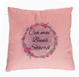 Perna Decorativa pentru Soacra 1 40x40 cm Roz Husa Detasabila Burduf 