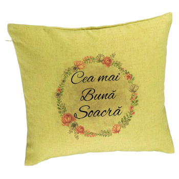 Perna Decorativa pentru Soacra 1 40x40 cm Verde Husa Detasabila Burduf 