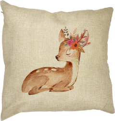 Perna Decorativa Pui de Caprioara 40x40 cm Husa Detasabila Burduf 