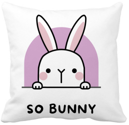 Perna Decorativa So Bunny 40x40 cm Alba Mata Husa Detasabila Burduf 