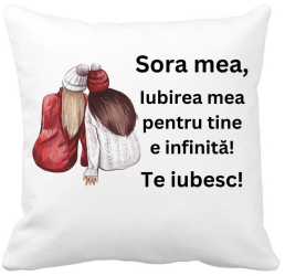 Perna Decorativa Sora mea 1 40x40 cm Alba Mata Husa Detasabila Burduf 