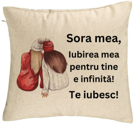 Perna Decorativa Sora mea 1 40x40 cm Bej Husa Detasabila Burduf 