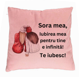 Perna Decorativa Sora mea 1 40x40 cm Roz Husa Detasabila Burduf 
