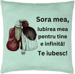 Perna Decorativa Sora mea 1 40x40 cm Verde Menta Husa Detasabila Burduf 