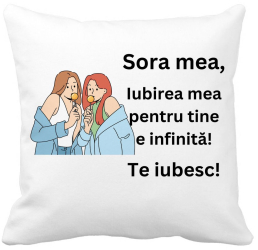 Perna Decorativa Sora mea 14 40x40 cm Alba Mata Husa Detasabila Burduf 
