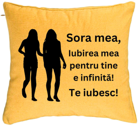 Perna Decorativa Sora mea 15 40x40 cm Galben Husa Detasabila Burduf 