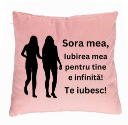Perna Decorativa Sora mea 15 40x40 cm Roz Husa Detasabila Burduf