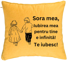 Perna Decorativa Sora mea 17 40x40 cm Galben Husa Detasabila Burduf 