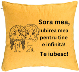 Perna Decorativa Sora mea 19 40x40 cm Galben Husa Detasabila Burduf 