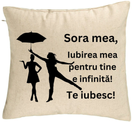 Perna Decorativa Sora mea 2 40x40 cm Bej Husa Detasabila Burduf 