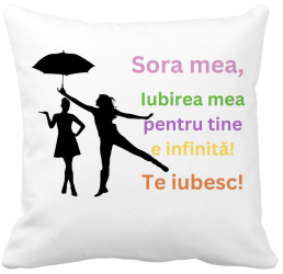 Perna Decorativa Sora mea 3 40x40 cm Alba Mata Husa Detasabila Burduf 