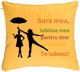 Perna Decorativa Sora mea 3 40x40 cm Galben Husa Detasabila Burduf 