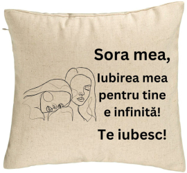 Perna Decorativa Sora mea 7 40x40 cm Bej Husa Detasabila Burduf 