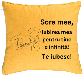 Perna Decorativa Sora mea 7 40x40 cm Galben Husa Detasabila Burduf 