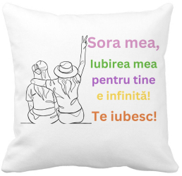 Perna Decorativa Sora mea 9 40x40 cm Alba Mata Husa Detasabila Burduf 
