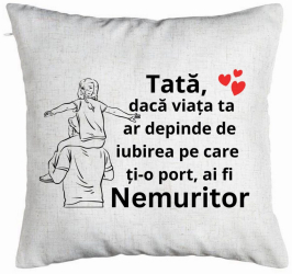 Perna Decorativacu Text pentru Tata 8 40x40 cm Alb Murdar Husa Detasabila Burduf 