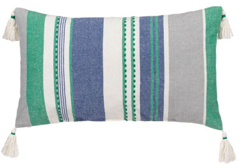 Perna de Vara cu Dungi Bej Gri Verzi Franjuri 50x30cm 