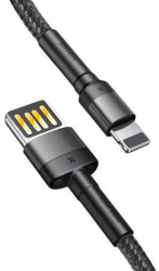 Cablu USB Lightning reversibil Cafule 2.4a 1m gri-negru 