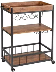 Mini bar rustic cu 3 rafturi 80x89 5x40 cm metal si MDF Wenko 54125100