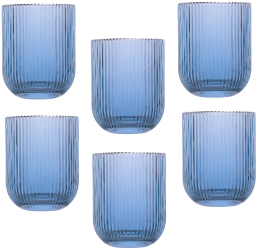 Set 6 pahare whisky Raki Bloom Blue 260ml D7 5xh9 5cm sticla albastru/transparent 