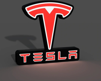 Caseta luminoasa LED in format 3D cu sigla Tesla 