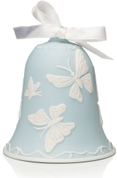 Clopotel portelan bleu cu flori albe 