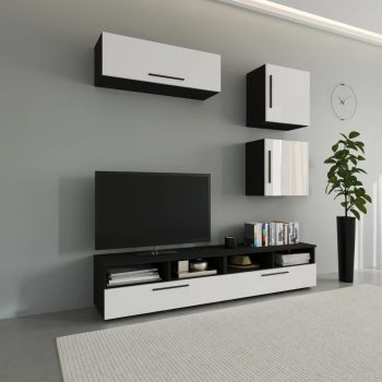 Living haaus Kos V15 Negru/Alb Lucios MDF L 190 cm 