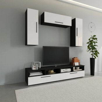 Living haaus Kos V18 Negru/Alb Lucios MDF L 190 cm 