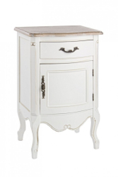 Noptiera 1 sertar si 1 usa din lemn alb natur Justine 45 cm x 35 cm x 70 h