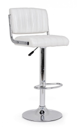 Scaun de bar cu spatar picior crom si sezut piele ecologica alba Barclay 46 cm x 51.5 cm x 88.5/109.5 h x 63/84 h1 
