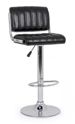 Scaun de bar cu spatar picior crom si sezut piele ecologica neagra Barclay 46 cm x 51.5 cm x 88.5/109.5 h x 63/84 h1 