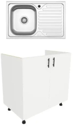 Set Masca Chiuveta haaus Karo Alb 80 x 50 x 80 cm Chiuveta haaus Inox Cuva stanga 