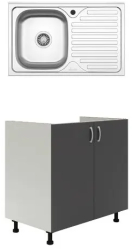 Set Masca Chiuveta haaus Karo Antracit/Alb 80 x 50 x 80 cm Chiuveta haaus Inox Cuva stanga 