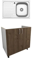 Set Masca Chiuveta haaus Karo Stejar Bronz/Alb 80 x 50 x 80 cm Chiuveta haaus Inox Cuva dreapta 