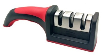 Ascutitor de cutite in 3 trepte maner plastic rosu/negru 