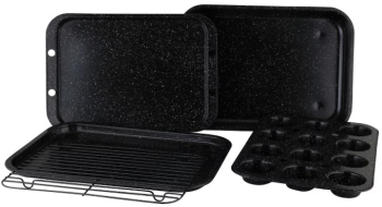 Set tavi pentru copt Royalty Line RL-5RB 5 piese Otel carbon Negru 