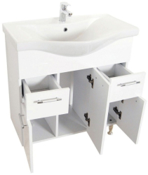 Baza si lavoar baie GN1531 - 75 cm alb cu sertare 