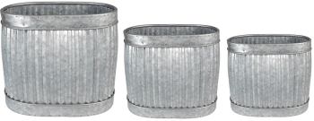 Set 3 ghivece flori metal gri 38x28x36 cm 35x25x31 cm 32x22x26 cm 
