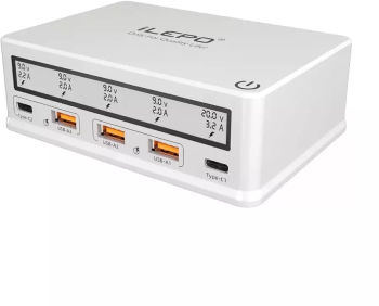 Station de Recharge Rapide Intelligente 5 Ports USB 110 Watts Power Delivery 3.0 Blanc