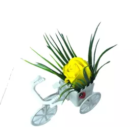 Aranjament Floral Bicicleta Trandafir Galben Parfumat Buburuza 