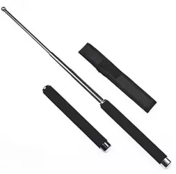 Baston telescopic metalic 4 segmente 64 cm maner burete argintiu 