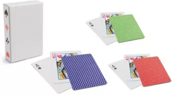 Pachet de 54 de carti din hartie laminata rosu verde albastru cutie de carton 