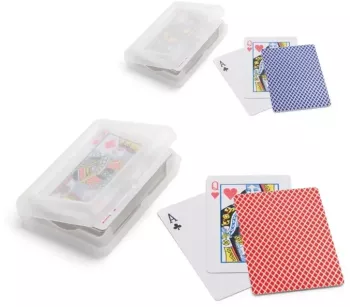 Pachet de 54 de carti in hartie laminata rosu albastru cutie plastic 
