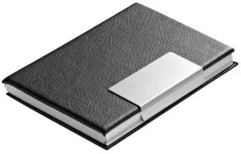 Port card din aluminiu si piele livrat in cutie 