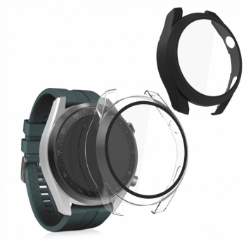 Set 2 Huse pentru Huawei Watch 3 Pro kwmobile Sticla securizata Negru / Transparent 55794.01 