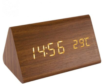 Ceas decorativ cu led Lemn Temperatura 150 x 80 x 90 mm 3 x AAA Maro 