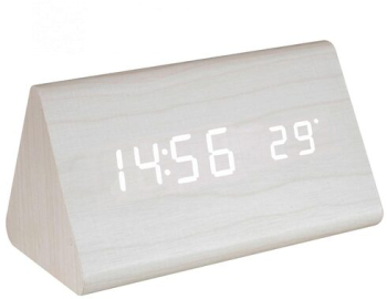 Ceas decorativ din lemn digital alb 150 x 80 x 90 mm 3 x AAA 
