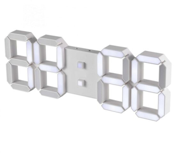 Ceas desteptator digital LED 3D alb 375 x 128 x 23 mm 
