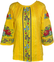Bluza dama casual RG 124 marime 2XL galben inflorat 