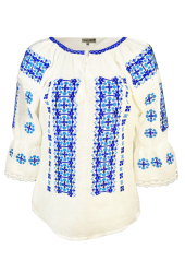 Bluza dama tip ie R 25 marime 2XL alb/albastru azur 